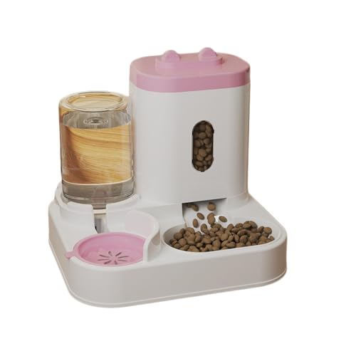 Automatisches Katzenfutterspender, Futterspender und Wasserspender Set, Reisezubehör für Katzen, Hunde und Haustiere, Rosa von OLEOJH