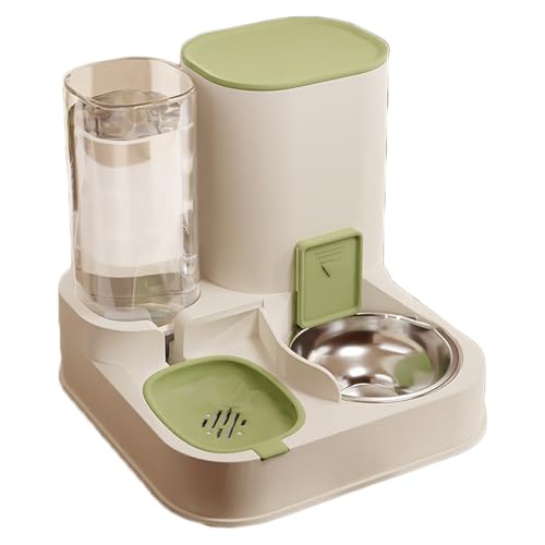 Katzenfutter und Wassernapf Set, Automatisches Füttern Integriertes Set, Abnehmbarer Hundenapf mit Wasserspender, Geeignet für Katzen und Hunde - Grün||Edelstahlnapf Katzenfutter und Wassernapf Set, Automatisches Füttern Integriertes Set, Abnehmbarer Hundenapf mit Wasserspender, Geeignet für Katzen und Hunde - Grün||Edelstahlnapf von OLEOJH