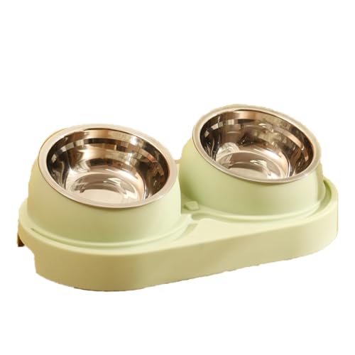 Katzennapf-Set, Haustiernapf mit Halterung, 15° Neigung, Edelstahlnapf, Überlaufen verhindern, Hals schützen, geeignet für Katzen und Hunde, Grün Katzennapf-Set, Haustiernapf mit Halterung, 15° Neigung, Edelstahlnapf, Überlaufen verhindern, Hals schützen, geeignet für Katzen und Hunde, Grün von OLEOJH