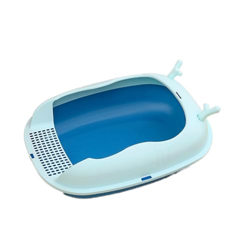 Katzentoilette mit offener Oberseite, abnehmbare Kanten für einfache Reinigung, Anti-Überlauf, halbgeschlossene Katzentoilette, sicher und langlebig, geeignet für Kätzchen, Blau, Größe L 59 x 42 x 21 Katzentoilette mit offener Oberseite, abnehmbare Kanten für einfache Reinigung, Anti-Überlauf, halbgeschlossene Katzentoilette, sicher und langlebig, geeignet für Kätzchen, Blau, Größe L 59 x 42 x 21 von OLEOJH