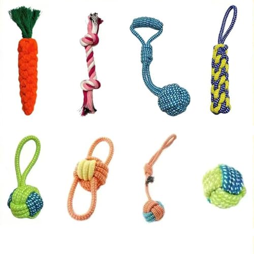 OLEOJH 8-teiliges Set interaktives Hundespielzeug Seilspielzeug für Welpen, geeignet für kleine und mittelgroße Hunde zum Spielen von OLEOJH