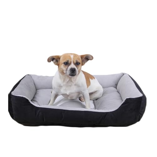 OLEOJH Hundebett, groß, wasserdicht, rechteckig, mit rutschfester Unterseite, Haustiersofa, geeignet für Katzen und Hunde, Schwarz, 80 x 60 cm von OLEOJH