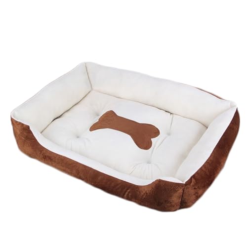 OLEOJH Hundebetten Großes wasserdichtes rechteckiges Haustierbett mit rutschfestem Boden, Haustiersofa, geeignet für Katzen und Hunde - Kaffee|||| 90 x 70 cm von OLEOJH