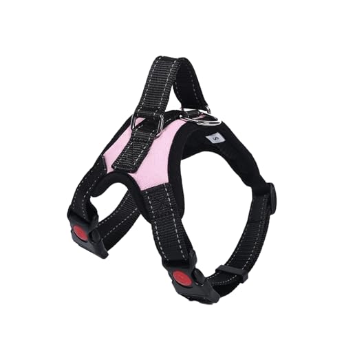OLEOJH Hundegeschirr, kein Ziehen, verstellbar, reflektierend, mit Kontrollgriff, geeignet für kleine und große Hunde, Rosa, Größe L von OLEOJH