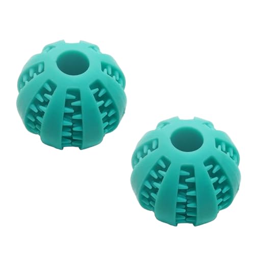 OLEOJH Leckerli-Spielzeugball, Snack-Verteilungsball, Zahnreinigungsspielzeug, interaktives Hundespielzeug, geeignet für kleine Hunde, Himmelblau, 5 cm, 2 Stück von OLEOJH