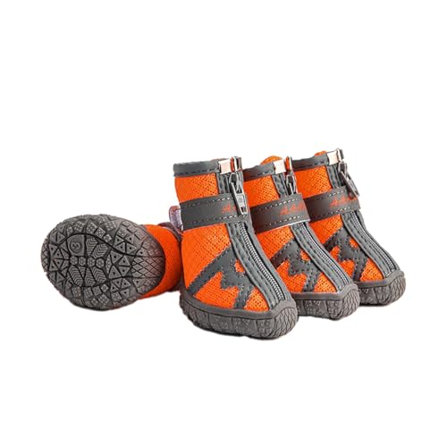 Rutschfeste Hundesocken, Pfotenschutz mit verstellbarem Riemen, geeignet für kleine, mittelgroße und große Hunde, Orange, Größe M, 2 Paar Rutschfeste Hundesocken, Pfotenschutz mit verstellbarem Riemen, geeignet für kleine, mittelgroße und große Hunde, Orange, Größe M, 2 Paar von OLEOJH