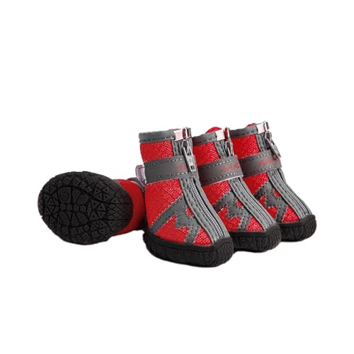 Rutschfeste Hundesocken, Pfotenschutz mit verstellbarem Riemen, geeignet für kleine, mittelgroße und große Hunde, Rot, Größe S, 2 Paar Rutschfeste Hundesocken, Pfotenschutz mit verstellbarem Riemen, geeignet für kleine, mittelgroße und große Hunde, Rot, Größe S, 2 Paar von OLEOJH