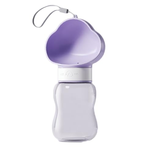 Tragbare Hunde-Wasserflasche, 350 ml, tragbarer Wasserspender für Katzen und Hunde, geeignet für Spaziergänge, Wandern, Reisen, Violett, klein von OLEOJH