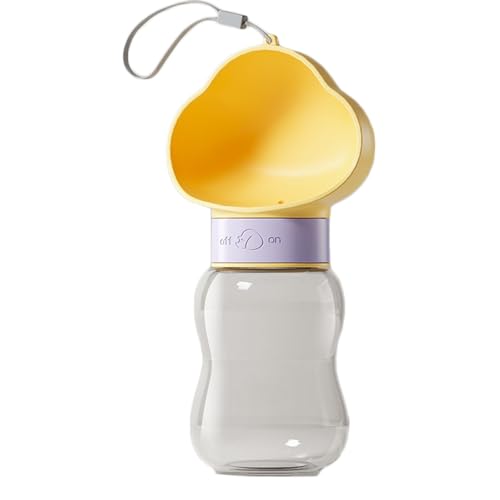 Tragbare Hunde-Wasserflasche, 350 ml, tragbarer Wasserspender für Welpen, Katzen und Hunde, Haustiere, Outdoor-Reise-Wasserflasche, geeignet für Spaziergänge, Wandern, Reisen, Gelb, klein von OLEOJH