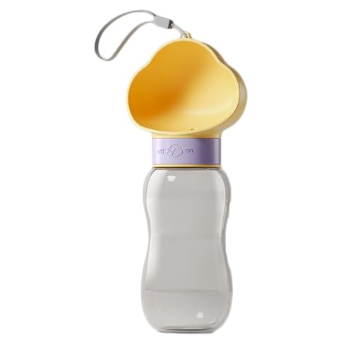 Tragbare Hunde-Wasserflasche, 600 ml, tragbarer Wasserspender für Welpen, Katzen und Hunde, Haustiere, Outdoor-Reise-Wasserflasche, geeignet für Spaziergänge, Wandern, Reisen, Gelb | Groß von OLEOJH