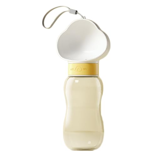 Tragbare Hunde-Wasserflasche, 600 ml, tragbarer Wasserspender für Welpen, Katzen und Hunde, Haustiere, Outdoor-Reise-Wasserflasche, geeignet für Spaziergänge, Wandern, Reisen, Weiß, groß von OLEOJH