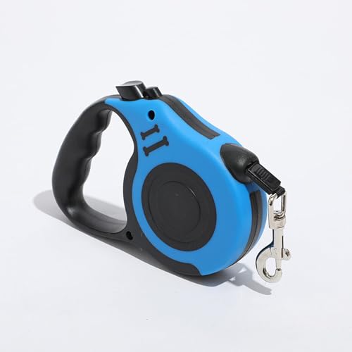 Verwicklungsfreie, einziehbare Hundeleine, starker Polyester-Gurt mit rutschfestem Griff, geeignet für mittelgroße Hunde, geeignet für Hunde unter 18 kg, Blau, 5 m von OLEOJH