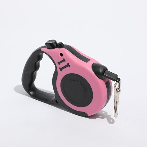 Verwicklungsfreie, einziehbare Hundeleine, starker Polyester-Gurt mit rutschfestem Griff, geeignet für mittelgroße Hunde, geeignet für Hunde unter 18 kg, Rosa, 5 m von OLEOJH