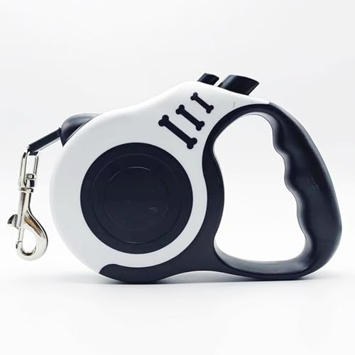 Verwicklungsfreie, einziehbare Hundeleine, starker Polyester-Gurt mit rutschfestem Griff, geeignet für mittelgroße Hunde, geeignet für Hunde unter 9 kg, Weiß, 3 m von OLEOJH