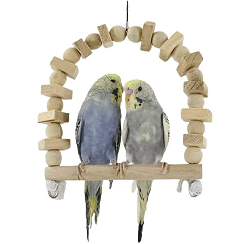 Firma Holz-Vogelschaukel-Spielzeug, sicher zu kauendes Spielzeug für kleine Vögel, einfach zu installierender Vogelkäfig, multifunktionales tragbares Vogelspielzeug Stabil von OLOTU