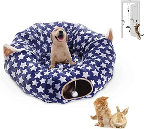 Flauschige Faltbares Katzen-Tunnelbett für alle Jahreszeiten mit zentraler Matte und selbstspielender Hängetür, Katzen-Maus-Spielzeug, große Röhre, Spielplatz-Spielzeug Waschbar Flauschige Faltbares Katzen-Tunnelbett für alle Jahreszeiten mit zentraler Matte und selbstspielender Hängetür, Katzen-Maus-Spielzeug, große Röhre, Spielplatz-Spielzeug Waschbar von OLOTU