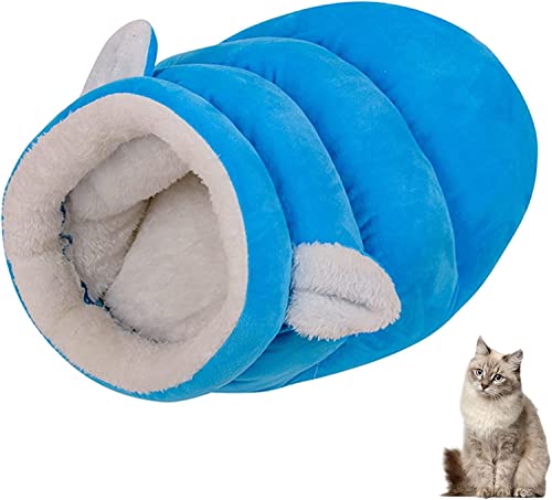 OLOTU Bequemes, flauschiges Katzenbett-Schlafsack, wärmendes Haustier-Schlafzone, gemütliches Bett, Katzenhöhle mit Ohren, großes waschbares Nest für Welpen von OLOTU