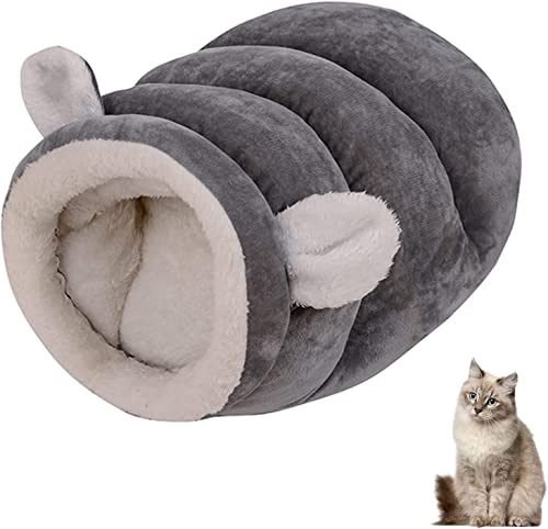 OLOTU Bequemes, flauschiges Katzenbett-Schlafsack, wärmendes Haustier-Schlafzone, gemütliches Bett, Katzenhöhle mit Ohren, großes waschbares Nest für Welpen von OLOTU