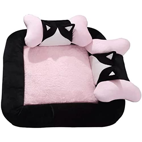 OLOTU Premium Hundebett mit Doppelkissen Abnehmbares Hundehaus Katzenbett mit Anti-Rutsch-Unterseite Schlafmatte Haustiermatte Kätzchen Zwinger von OLOTU