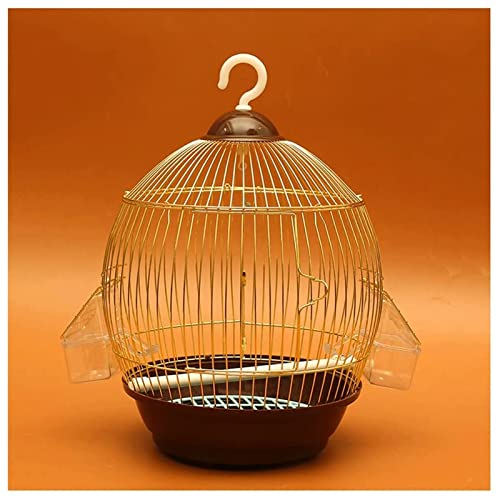 Vogelhaus Runder Luxus-Vogelkäfig in Gold, Edelstahl-Vogelkäfig für die Zucht Kleiner Vögel, einzigartiges Chassis-Design, Flug-Vogelkäfig Heimtiercenter von OLOTU
