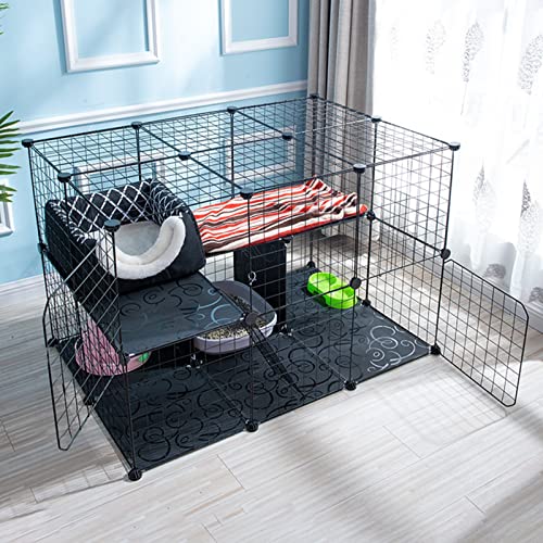 OLSDXAWQ, Großer Metall-Katzenkäfig for den Innenbereich, erweiterbare Katzenkäfig-Zwinger, Hundehaustier-Laufstallkäfige for den Innenbereich for mehrere Katzen(43.7Lx29.5Wx28.7H) von OLSDXAWQ