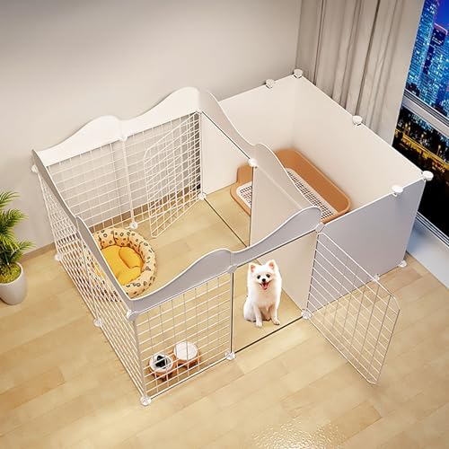 OLSDXAWQ, Hundezaun, Innenkäfig for kleine Hunde, Zaun for EIN Zimmer und EIN Badezimmer, mit Toilettenbereich, Design mit Mehreren Türen(127x75x57cm) von OLSDXAWQ