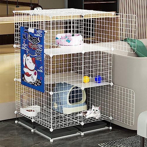 OLSDXAWQ, Katzengehege, Drahtkäfig for Hunde, DIY-Katzenlaufstall mit Katzentoilette und Katzenhängematte, abnehmbar und faltbar, einfach zu montieren(75 * 75 * 120cm/29 * 29 * 47in) von OLSDXAWQ