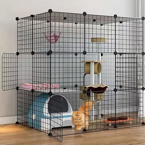 OLSDXAWQ, Katzengehege, Hundekäfige for kleine Hunde im Innenbereich, Haustier-Laufstall for Katzen, Abnehmbarer extra großer Katzenlaufstall, Kleintierkäfig mit Türen(111 * 75 * 110cmD) von OLSDXAWQ