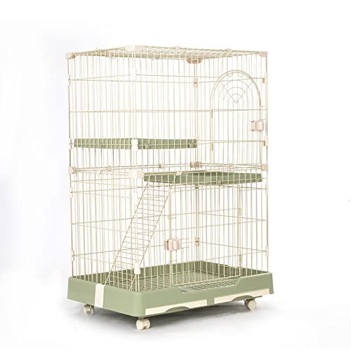 OLSDXAWQ, Kleine Katzenkäfige/Hundekäfige for den Innenbereich, Einzeltür, mit Zwei Reinigungsschalen und Rädern(Green,82x57x122CM) von OLSDXAWQ
