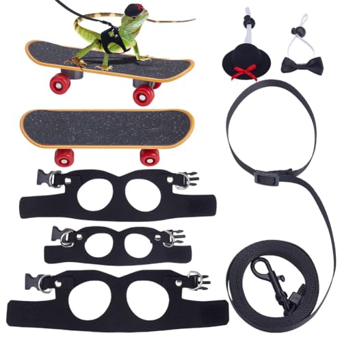 OLYCRAFT Leinen Geschirr Set Für Bartagamen Und Eidechsen Mit Schleife Halsband Hut Halsband Roller 3 Größe Eidechsen Schwarz Geschirr Leine Verstellbar Kleintiergeschirr Für Bartagamen Eidechsen OLYCRAFT Leinen Geschirr Set Für Bartagamen Und Eidechsen Mit Schleife Halsband Hut Halsband Roller 3 Größe Eidechsen Schwarz Geschirr Leine Verstellbar Kleintiergeschirr Für Bartagamen Eidechsen von OLYCRAFT