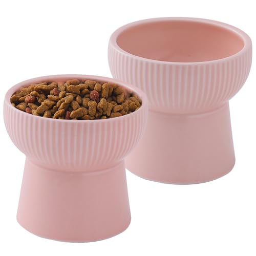 OMAYKEY Erhöhte Katzennäpfe aus Keramik, erhöhtes Katzenfutter- und Wassernäpf-Set, 425 ml, Porzellan, stressfrei, Futternapf für Katzen und kleine Hunde, 2 Stück, Rosa OMAYKEY Erhöhte Katzennäpfe aus Keramik, erhöhtes Katzenfutter- und Wassernäpf-Set, 425 ml, Porzellan, stressfrei, Futternapf für Katzen und kleine Hunde, 2 Stück, Rosa von OMAYKEY