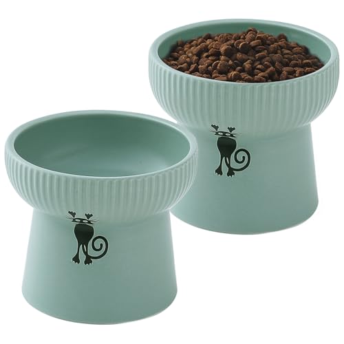 OMAYKEY Erhöhte Katzennäpfe aus Keramik, erhöhtes Katzenfutter- und Wassernäpf-Set, 425 ml, Porzellan, stressfrei, Futternapf für Katzen und kleine Hunde, spülmaschinen- und mikrowellengeeignet, 2 OMAYKEY Erhöhte Katzennäpfe aus Keramik, erhöhtes Katzenfutter- und Wassernäpf-Set, 425 ml, Porzellan, stressfrei, Futternapf für Katzen und kleine Hunde, spülmaschinen- und mikrowellengeeignet, 2 von OMAYKEY