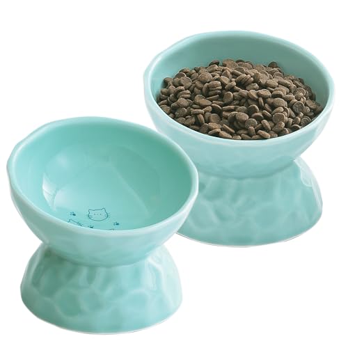 OMAYKEY Erhöhte Katzennäpfe aus Keramik, geneigt, erhöht, Katzenfutter- und Wassernapf, Porzellan, stressfrei, Futternapf für Katzen und kleine Hunde, spülmaschinen- und mikrowellengeeignet, Grün, 2 OMAYKEY Erhöhte Katzennäpfe aus Keramik, geneigt, erhöht, Katzenfutter- und Wassernapf, Porzellan, stressfrei, Futternapf für Katzen und kleine Hunde, spülmaschinen- und mikrowellengeeignet, Grün, 2 von OMAYKEY