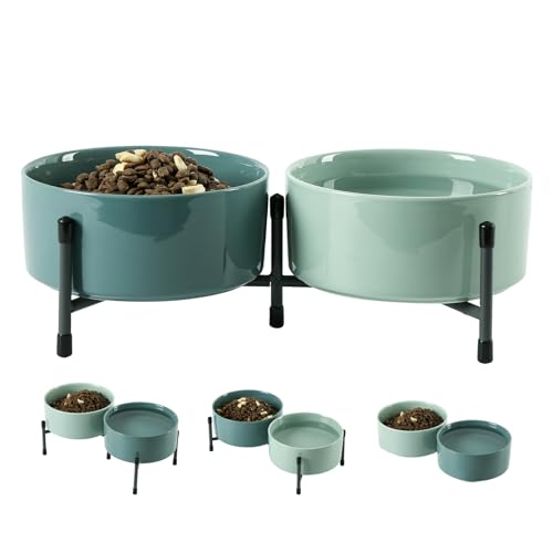 OMAYKEY Keramiknapf für Hunde und Katzen, 2 Stück, mit erhöhtem Metallständer, 15,2 cm, Keramik, rund, Futternapf für Katzen und Hunde OMAYKEY Keramiknapf für Hunde und Katzen, 2 Stück, mit erhöhtem Metallständer, 15,2 cm, Keramik, rund, Futternapf für Katzen und Hunde von OMAYKEY