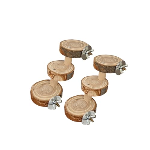 2 Pack Hamstertreppe aus Massivholz, Holzklettertreppe mit Kletterstufen für Vögel und andere lustige Kleintiere, (XS) von OMEM