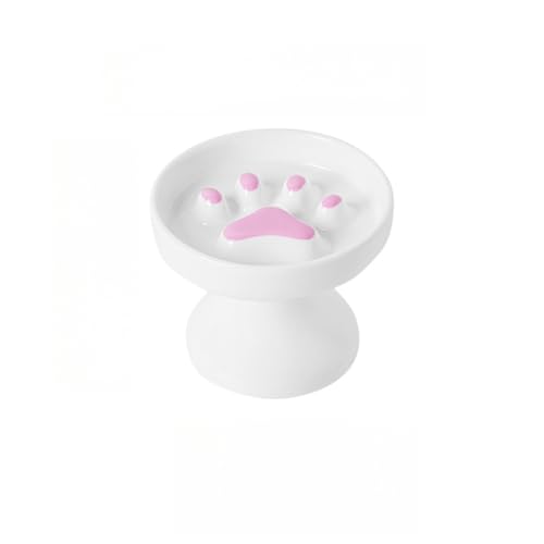 Futternapf für Hunde aus Keramik, für langsames Fressen, stoßfest, niedliche Pfotenform, für Katzen und Hunde, langlebig, rutschfestes Design (Rosa) von OMEM