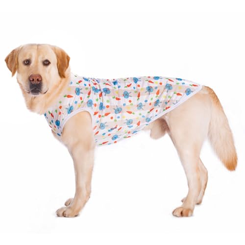Hunde-Sommerweste für den Sommer, kühles Netzgewebe für Golden Retriever, Labrador und andere mittelgroße und große Hunde, atmungsaktiv, leicht, Druckdesign (weißer Hintergrund, Kaninchen, Größe 5XL) Hunde-Sommerweste für den Sommer, kühles Netzgewebe für Golden Retriever, Labrador und andere mittelgroße und große Hunde, atmungsaktiv, leicht, Druckdesign (weißer Hintergrund, Kaninchen, Größe 5XL) von OMEM