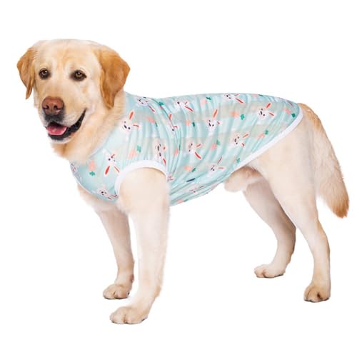 Hunde-Sommerweste für den Sommer, kühles Netzgewebe für Golden Retriever, Labrador und andere mittelgroße und große Hunde, atmungsaktiv, leichtes Druckdesign (hellgrünes Kaninchen, Größe 4XL) von OMEM