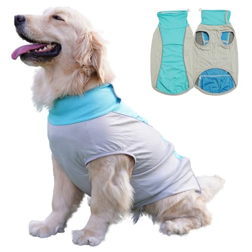 Kühlweste für Hunde, für den Sommer, für große Hunde, dünn, atmungsaktiv, Haustierkleidung für heißes Wetter, hält Ihr Haustier kühl und bequem (Grün, M) von OMEM