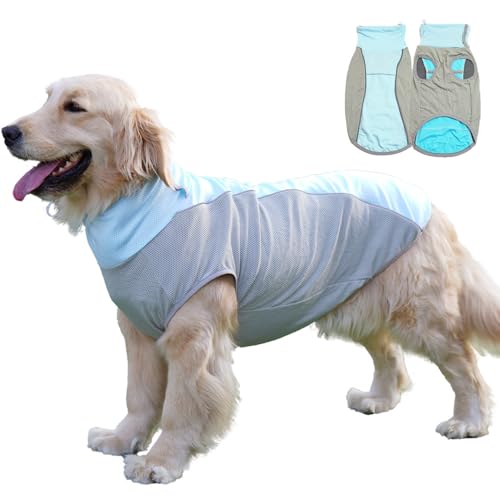 Kühlweste für den Sommer, für große Hunde, Netzweste, dünn, atmungsaktiv, Haustierkleidung für heißes Wetter, hält Ihr Haustier kühl und bequem (Blau, Größe 5XL) von OMEM