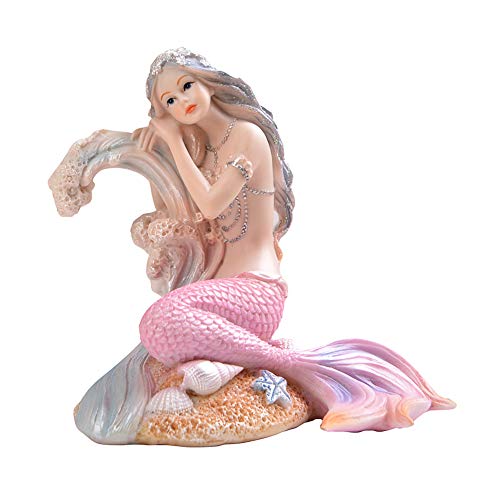 OMEM Aquarium-Dekoration für Zuhause, niedliche kleine Meerjungfrau, Dekoration für Wohnzimmer, Zubehör (sitzende Meerjungfrau, rosa) von OMEM
