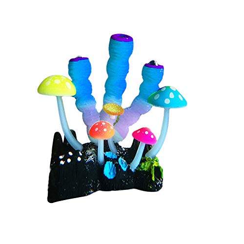 OMEM Aquarium-Landschaftsdekoration – leuchtende künstliche Korallenpflanze aus Kunstharz, für Betta-Landschaft, geeignet für feuchte Lebensräume, Reptilienbox/Aquarium-Dekoration (blau) von OMEM