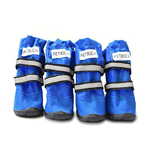 OMEM Haustierschuhe, Hundeschuhe, wasserdicht, Schnee, rutschfeste Schuhe, groß, hochhackige Schuhe, langer Schlauch (XL, blau) von OMEM