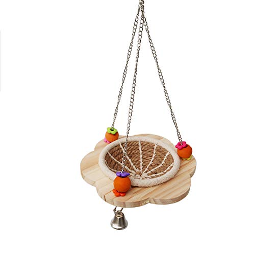 OMEM Natürliches handgeflochtenes Seil Bett Vogel Schaukel Spielzeug mit Glocken für Papageien von OMEM