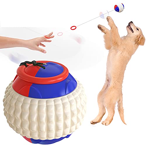 OMEM Naturkautschukkugel mit Seil, interaktiver Hund Training Ball, 6,2cm Kauspielzeugkugel, Mittel Große Hunde Holen, Fangen, Werfen und Ziehen (Blue) von OMEM