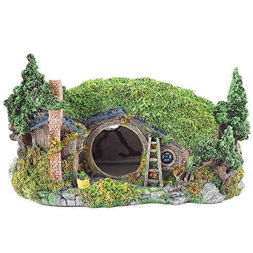 OMEM Hobbit-Haus,Aquarium Dekoration Höhle,für Fisch Tank,NatüRlicher Lebensraum Ornament für Aquarium Kleines Fischversteck von OMEM