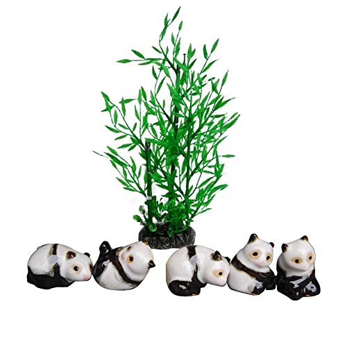 OMEM Reptiliendekorationen Pflanzen 5 Panda 1 Bambus Reptilien Box befeuchtet Habitat Ornamente für Terrarium Landschaftsbau Dekoration von OMEM