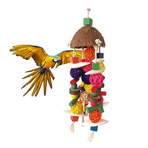 OMEM Vogel-Kauspielzeug mit Tintenfisch Knochen für große mittelgroße Papageien Käfig Biss Spielzeug afrikanische Graupapageien Kakadus Eclectus von OMEM
