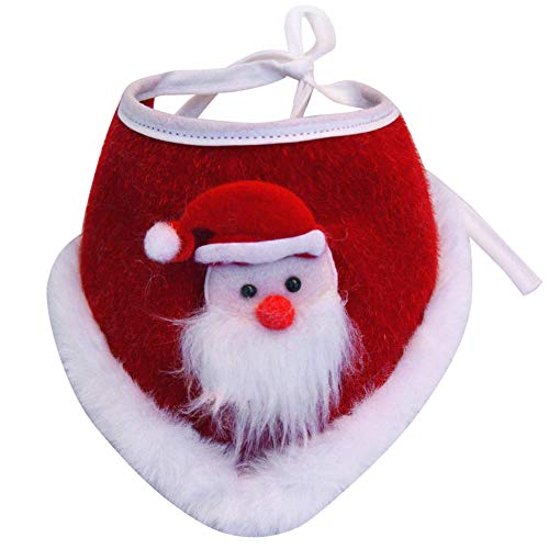 OMEM Weihnachten Hund Bandana Haustier Speichel Handtuch Einstellbar Weihnachtsmann Druck Schal Kostüm Zubehör für Hunde und Katzen (L) von OMEM
