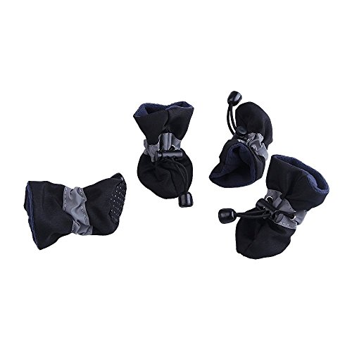 OMEM wasserdichte Regenstiefel für Welpen, 4er-Set Haustierstiefel, weiche wasserdichte Hundeschuhe (XXS,Noir) von OMEM